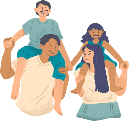 Textured Organic Family on Shoulder Ride